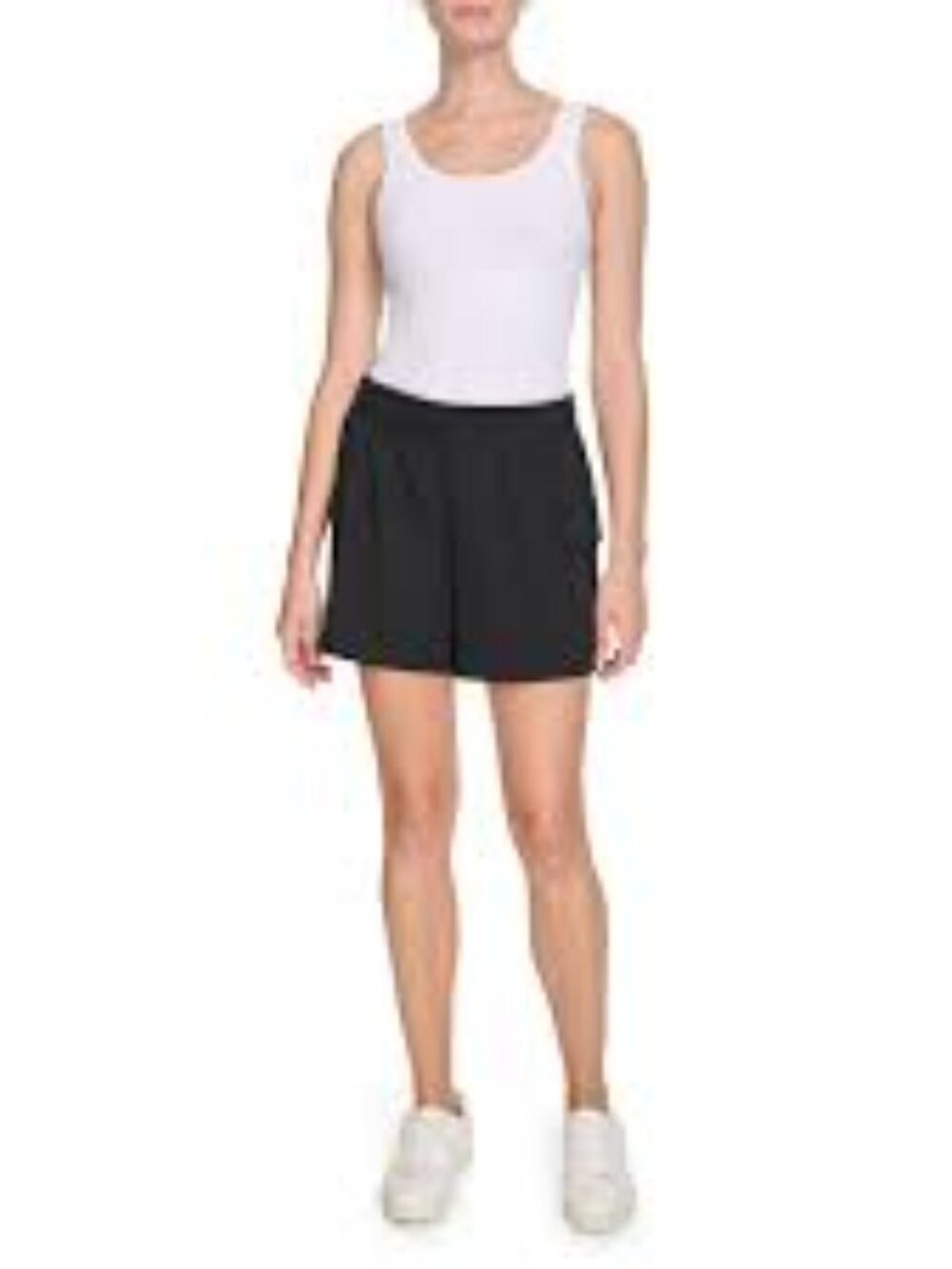 DKNY Women’s L Black Terry Cargo Pocket Elastic Waist Casual Beach shorts